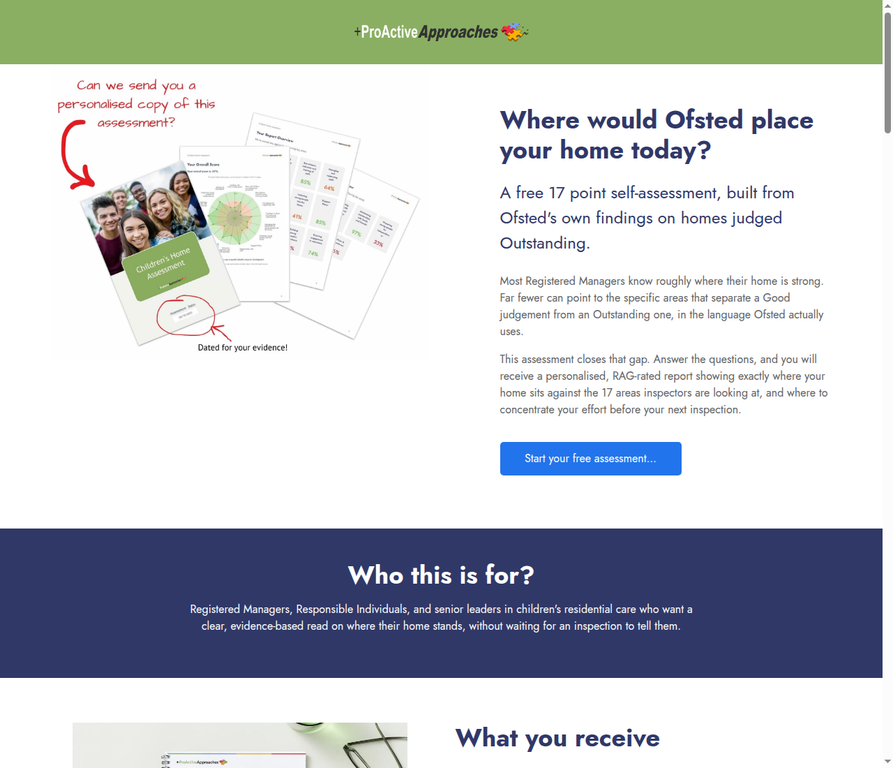 Outstanding Children's Homes live website homepage