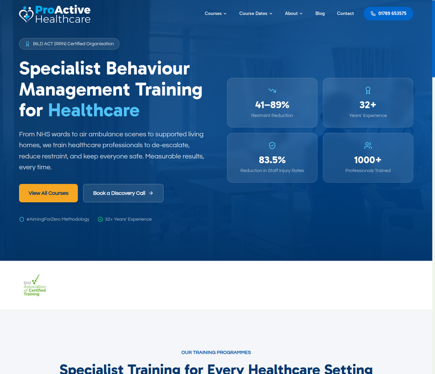 ProActive Healthcare Group live website homepage