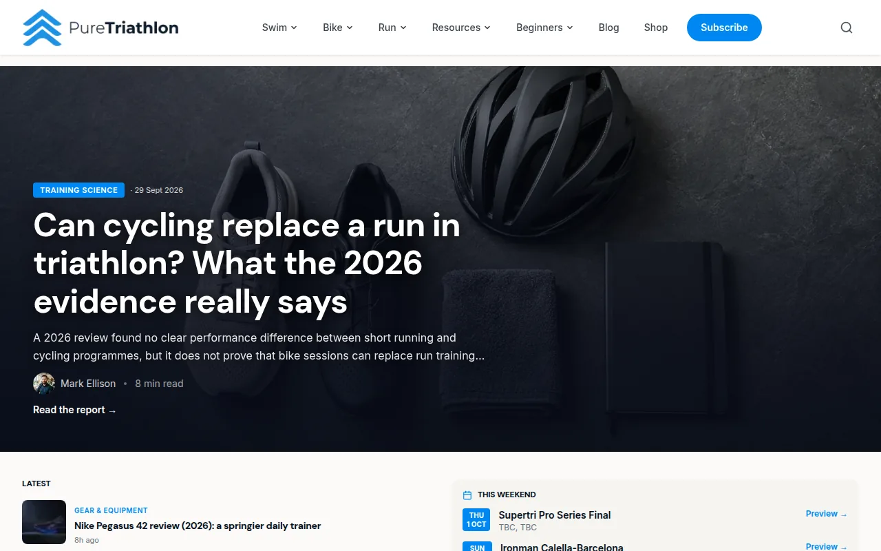 PureTriathlon live website homepage